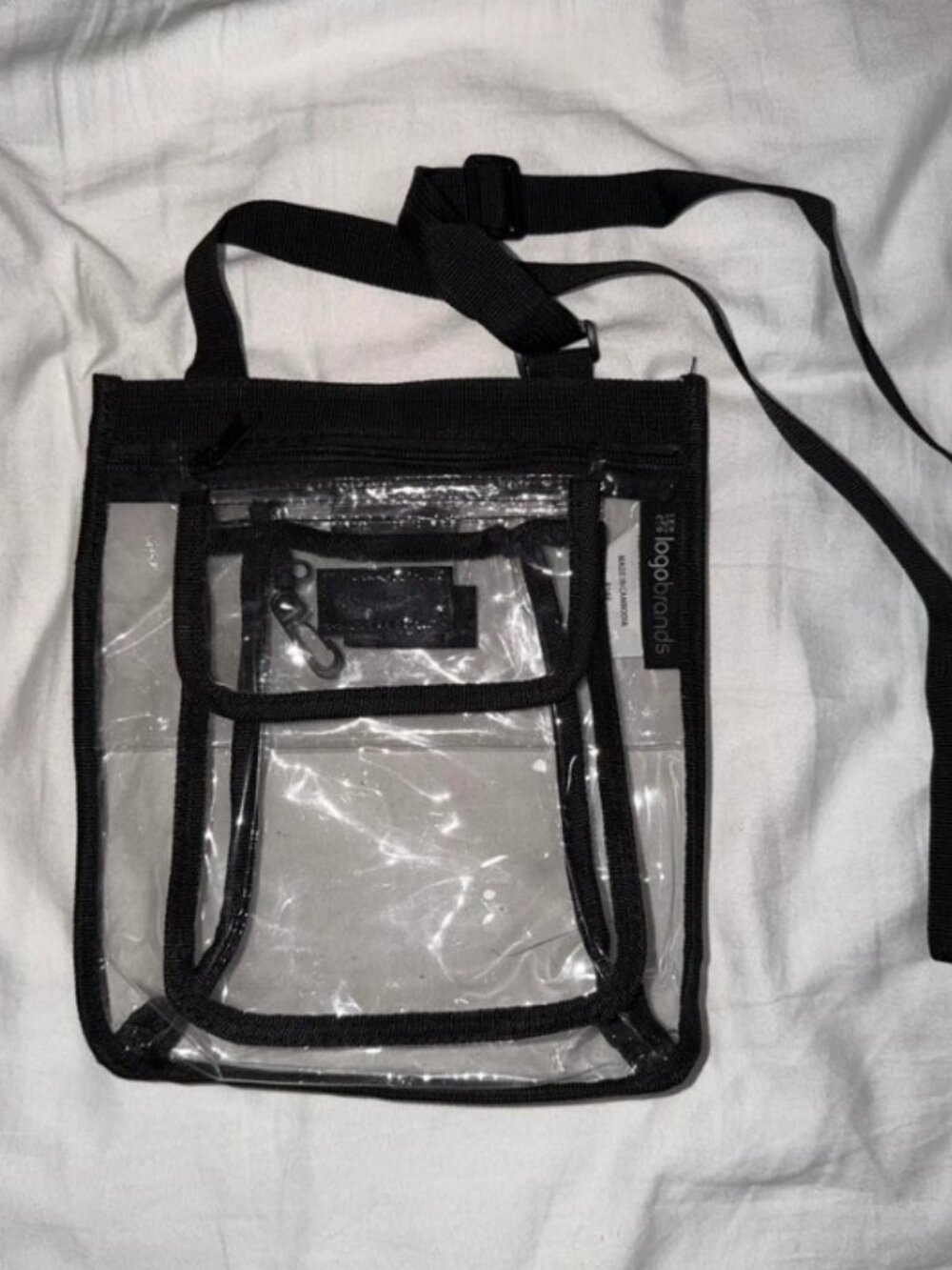 Clear black crossbody adjustable bag